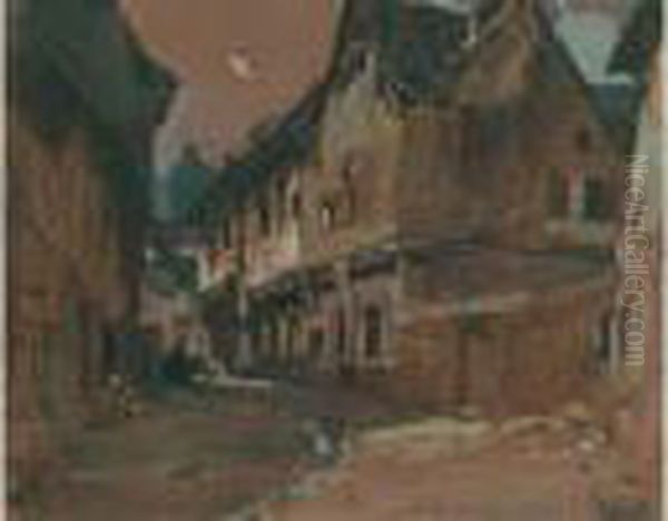 Vieille Rue A Dinan, 1850-1851 Oil Painting by Eugene Isabey