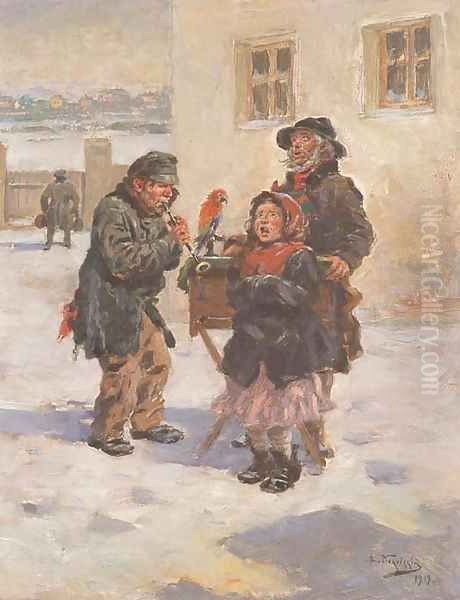 Wandering Musicians Oil Painting by Vladimir Egorovich Makovskii