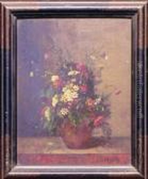 Floral Still Life Oil Painting by Eugene Isabey