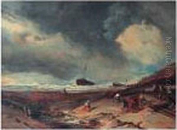 Scene De Naufrage Oil Painting by Eugene Isabey