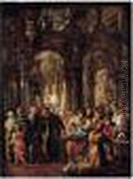 Scene De Communion Dans Une Eglise Oil Painting by Eugene Isabey