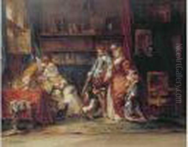 Scene D'histoire Renaissance Oil Painting by Eugene Isabey