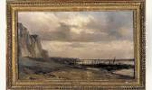 Greve Et Falaise En Normandie Oil Painting by Eugene Isabey