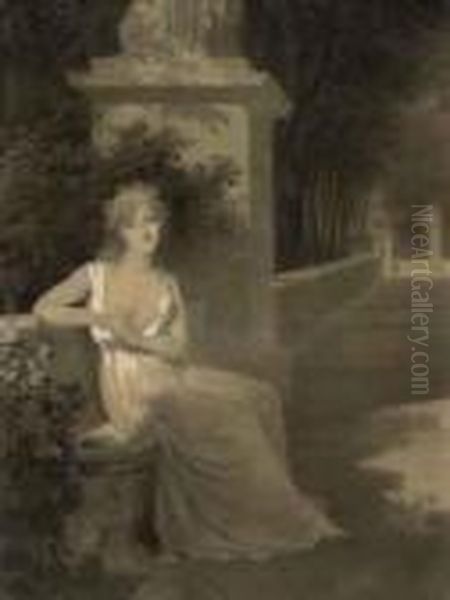 Portrait Of Theresa Tallien 
(1773-1835), Seated In A Garden In The Guise Of The Muse Thalia Oil Painting by Jean Baptiste Isabey