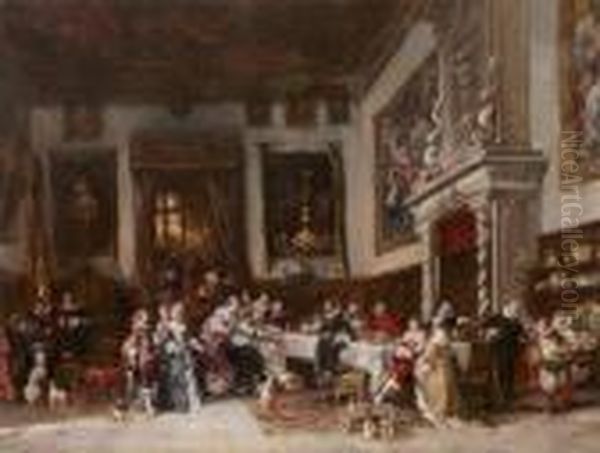 La Salle A Manger Oil Painting by Jean Baptiste Isabey