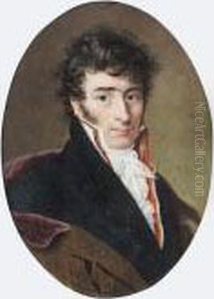 Portrait De Francois Ellevion, Chanteur De L'opera Comique. Oil Painting by Jean Baptiste Isabey