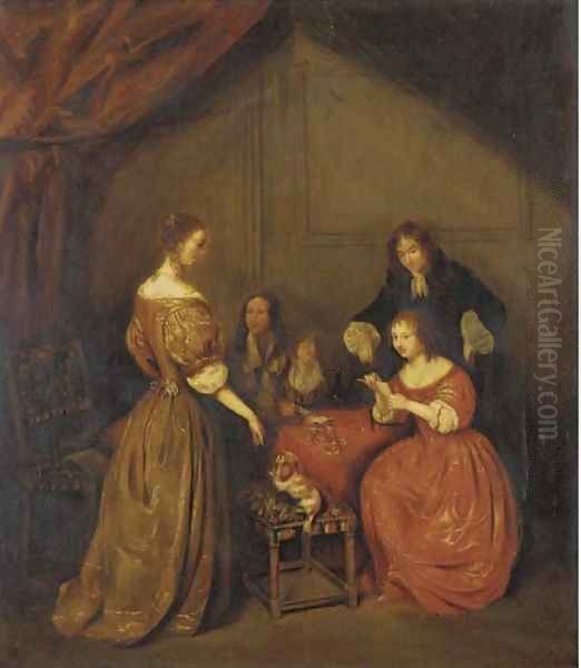 A game of cards Oil Painting by Willem van Mieris