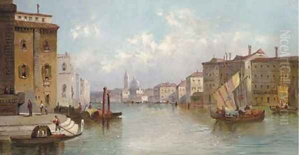 Trading vessels on the Grand Canal, Venice Oil Painting by William Meadows