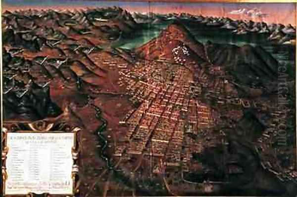 Description of Cerro Rico and the Imperial Municipality of Potosi Oil Painting by Gaspar Miguel De Berrio