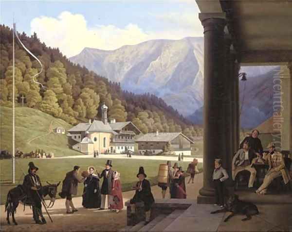 A View of Wildbad Kreuth in the Bavarian Alps Oil Painting by Ludwig August Most