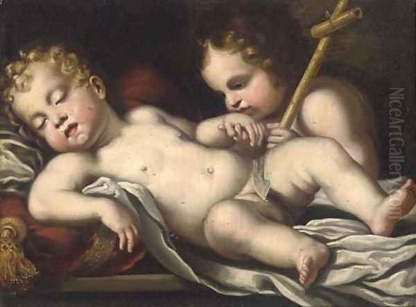 The Christ Child and the Infant Saint John the Baptist Oil Painting by Giovanni Martinelli