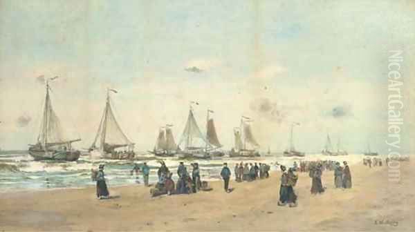 The Scheveningen fishing fleet setting off to the fishing grounds Oil Painting by Hendrik Willem Mesdag