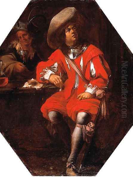 A Gentleman seated in a Tavern Oil Painting by Jan Miel