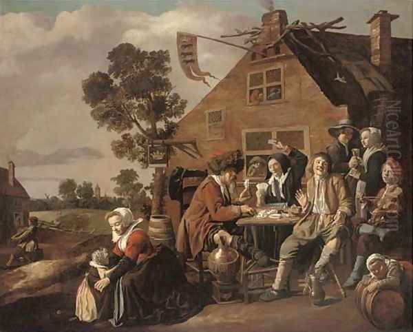 Card players outside a tavern Oil Painting by Jan Miense Molenaer