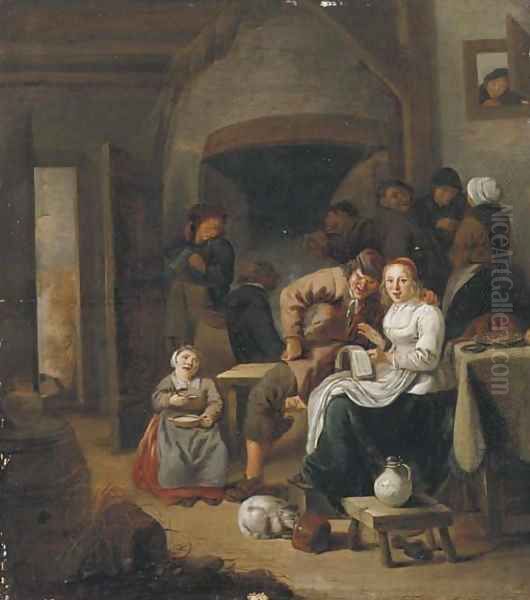 Peasants singing and making merry in an inn Oil Painting by Jan Miense Molenaer