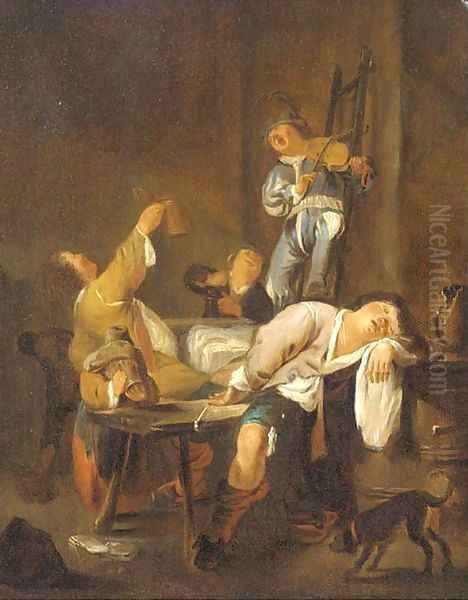 Peasants making merry in an inn Oil Painting by Jan Miense Molenaer