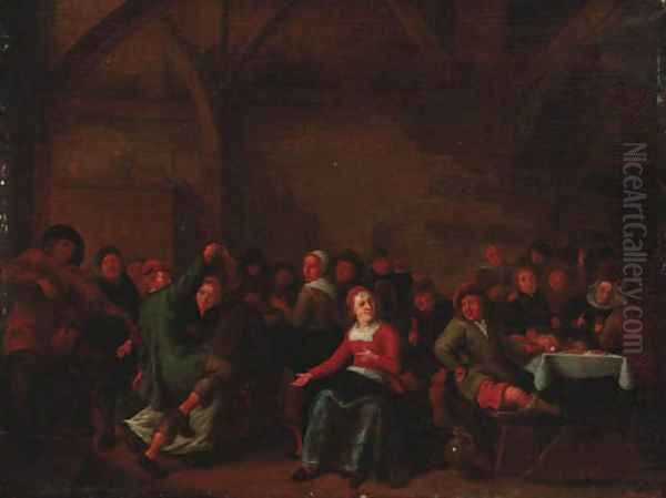 Peasants merrymaking in a tavern Oil Painting by Jan Miense Molenaer