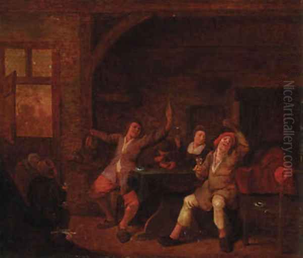 Peasants merrymaking in an interior Oil Painting by Jan Miense Molenaer