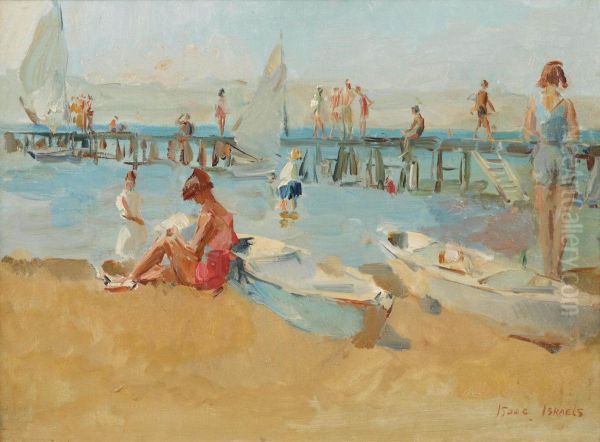 Figures On The Beach Of Viareggio Oil Painting by Isaac Israels