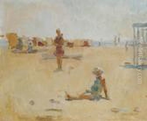 Bathers On The Beach Of Viareggio Oil Painting by Isaac Israels