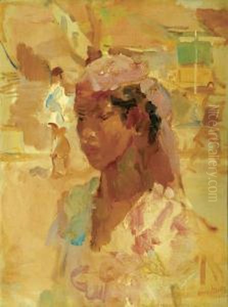 Portrait Of A Sundanese Girl Oil Painting by Isaac Israels