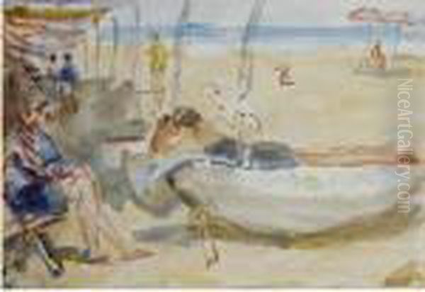 Beachscene In Viareggio Oil Painting by Isaac Israels