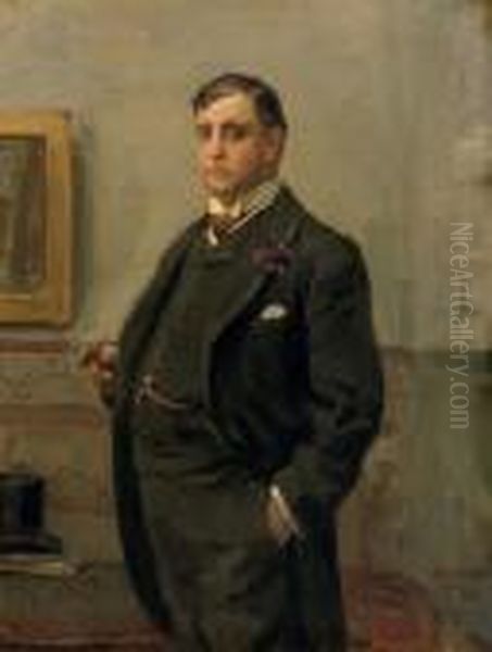 A Portrait Of Mr. H.j. Van Ogtrop (1866-1914) Oil Painting by Isaac Israels