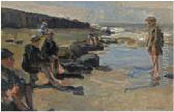 Boys At The Pier, Scheveningen Oil Painting by Isaac Israels