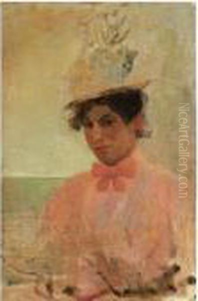 An Elegant Lady In A Hat Oil Painting by Isaac Israels