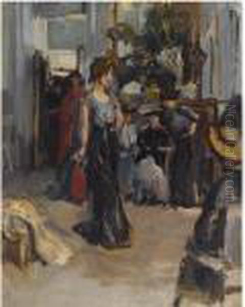 A Fashion Show For Clients At Hirsch, Amsterdam Oil Painting by Isaac Israels