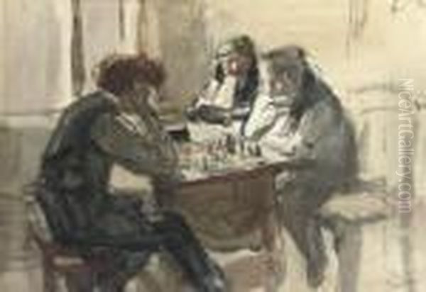 The Chess Players Oil Painting by Isaac Israels