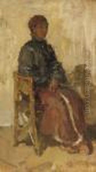 Zittende Javaan: A Seated Javanese Prince Oil Painting by Isaac Israels