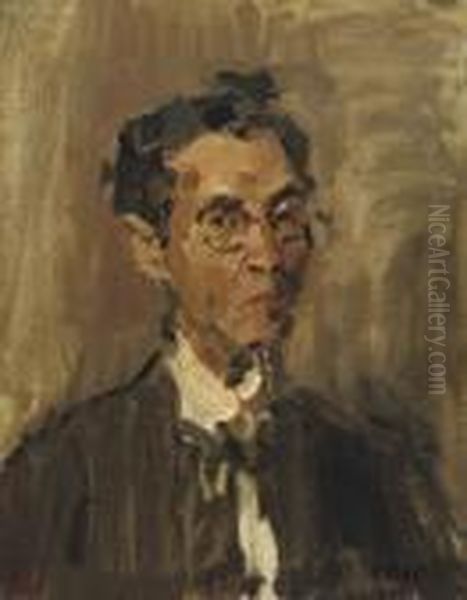 A Portrait Of The Artist Johannes Evert Hendrik Akkeringa Oil Painting by Isaac Israels