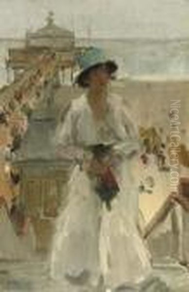 On The Boulevard Of Scheveningen, The Pier Beyond Oil Painting by Isaac Israels