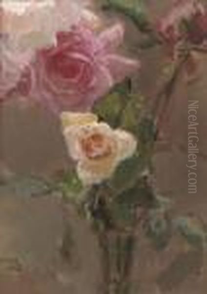 Pink Roses Oil Painting by Isaac Israels