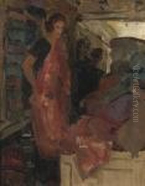 The Wijnman Fashion Store, The Hague Oil Painting by Isaac Israels