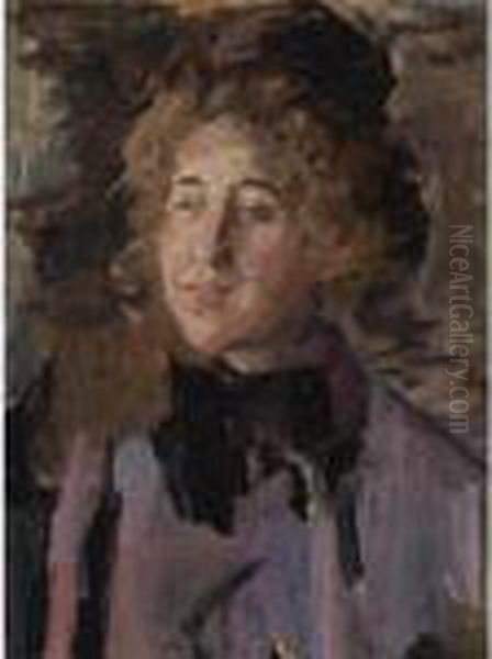 Lady In Violet Oil Painting by Isaac Israels