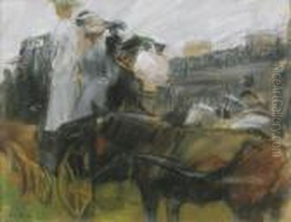 At The Longchamps Races, Paris Oil Painting by Isaac Israels