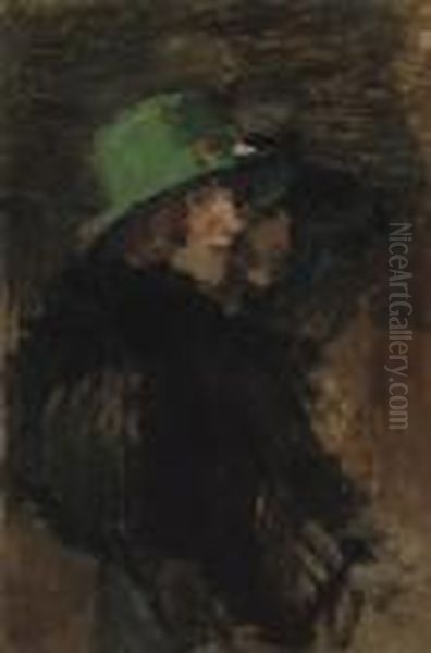 The Green Hat Oil Painting by Isaac Israels