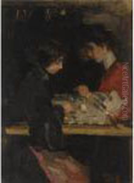 Two Seamstresses Oil Painting by Isaac Israels