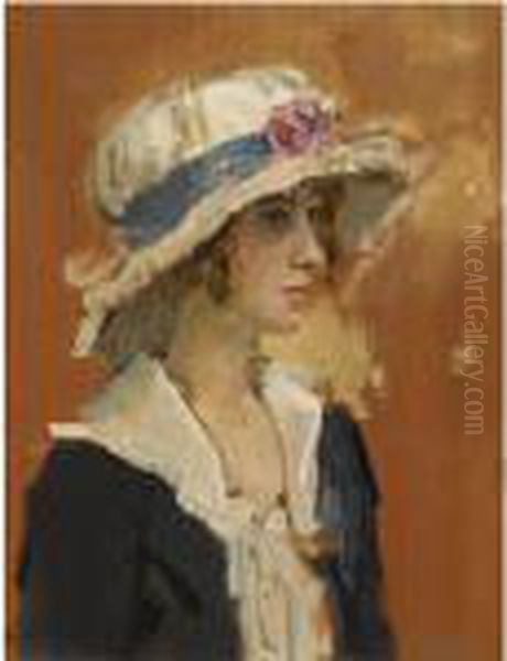 A Girl In A Summer Hat Oil Painting by Isaac Israels