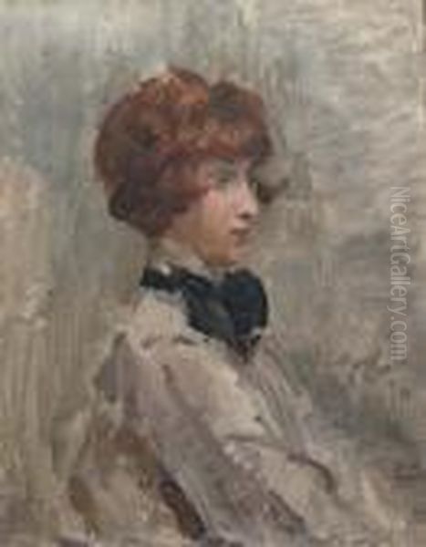 Lady In Grey Oil Painting by Isaac Israels