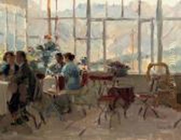 Lunch In A Pension In Pontresina, Switzerland Oil Painting by Isaac Israels