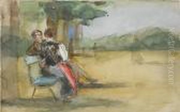 Figures Resting On A Park Bench Oil Painting by Isaac Israels