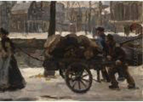 A View Of The Prinsengracht Near The Noordermarkt, Amsterdam Oil Painting by Isaac Israels