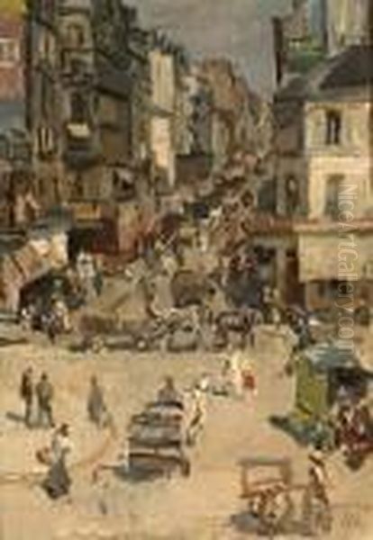 Rue Clignancourt Paris Oil Painting by Isaac Israels