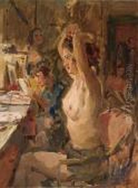 In The Dressing Room Of The Scala Theatre The Hague Oil Painting by Isaac Israels