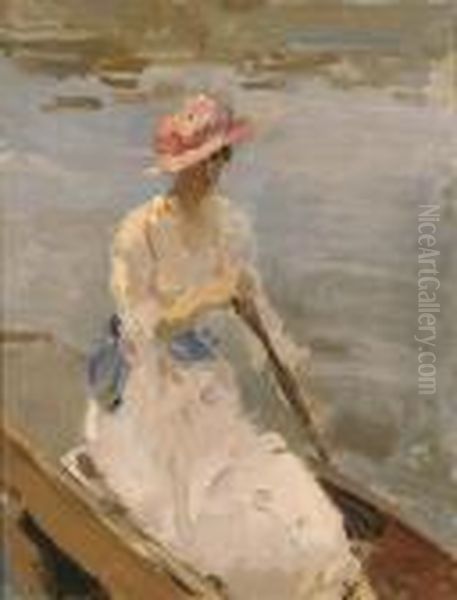 Lady On A Boat On The River Thames London Oil Painting by Isaac Israels