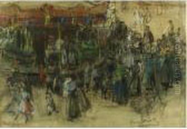 Carousel Street Fair Paris Oil Painting by Isaac Israels