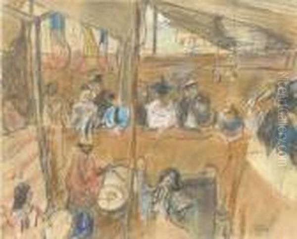 Cabaret In A Tent Oil Painting by Isaac Israels